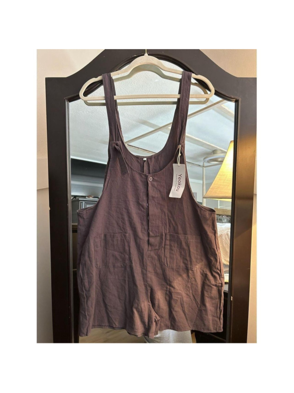 NEW Cotton Linen Romper Overalls Jumpsuit Shorts L